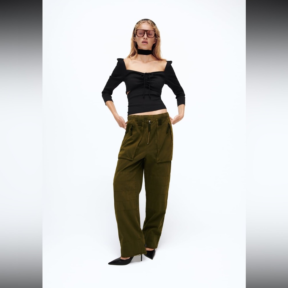 Zara cut out linen black top